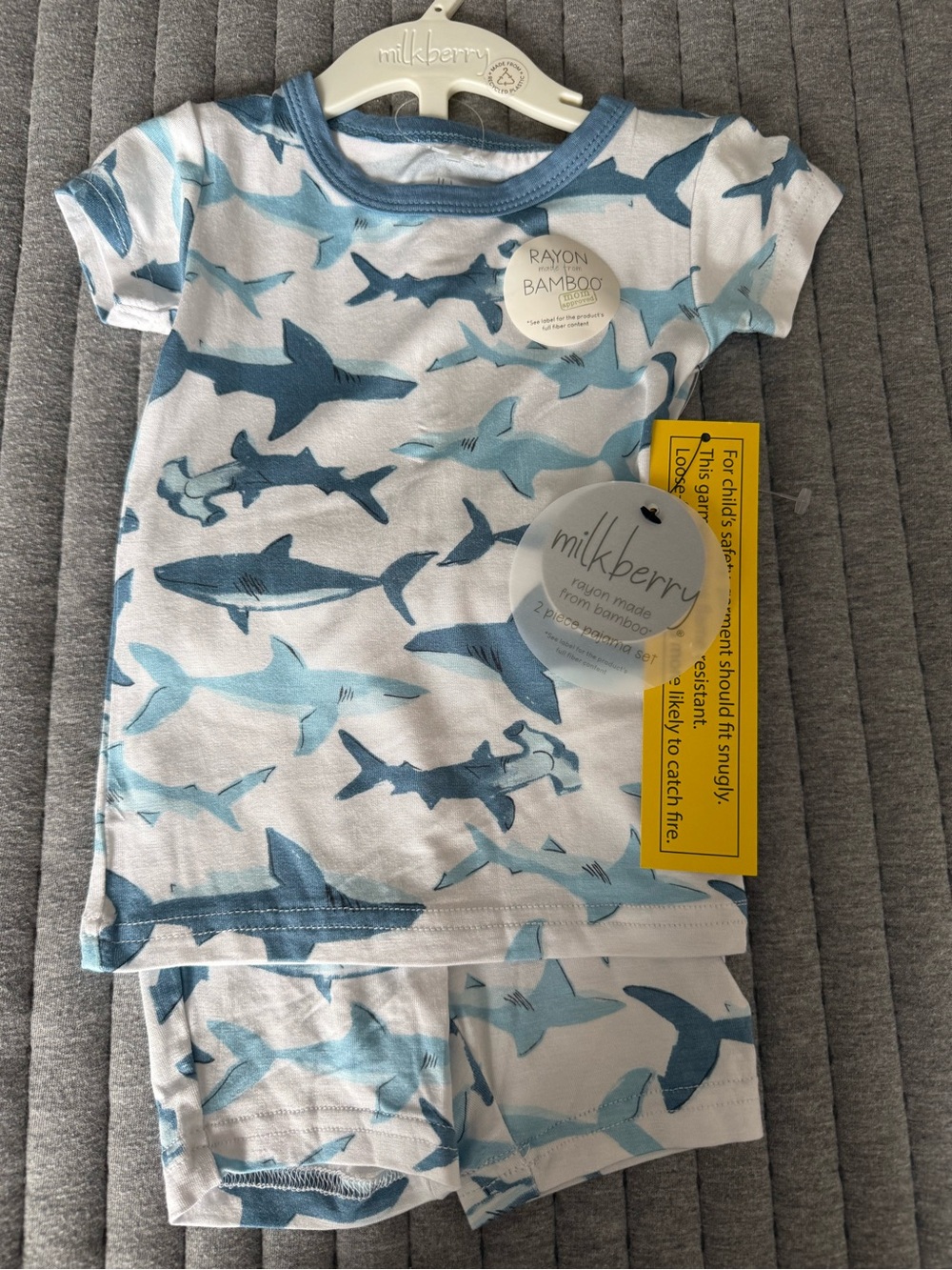 Milkberry Blue Shark Print Kids Pajama Set
